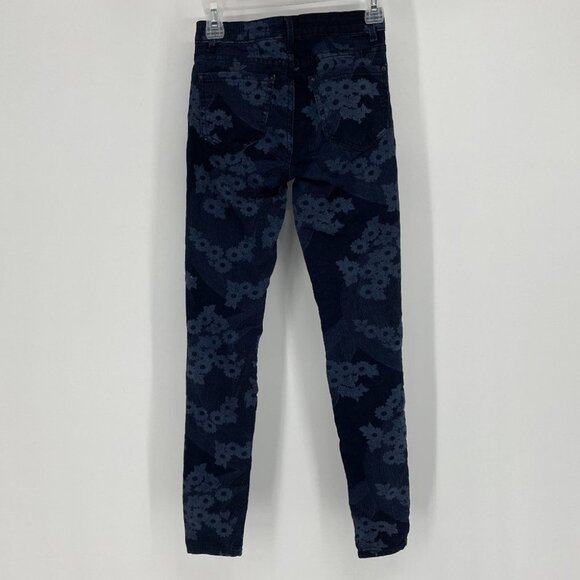 Zara slim fit blue monochrome floral print  jeans - Picture 2 of 14